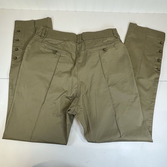 New Soft Surrounding Khaki Pants Crochet‎ Covered Button Ankle Straight Sz TXL - Picture 9 of 13